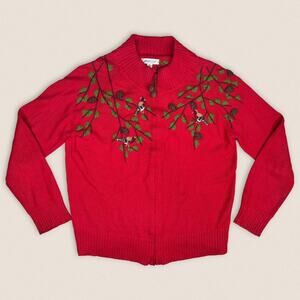 Vintage 90s Zip Cardigan Grandma Sweater Coldwater Creek - Size XL